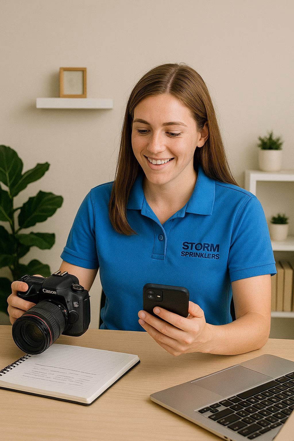 Door-to-door sales representative promoting residential sprinkler installation services in Utah